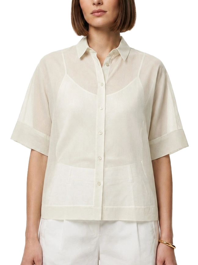 CAMICIA KIMONO IN VOILE DI COTONE DONNA AVORIO