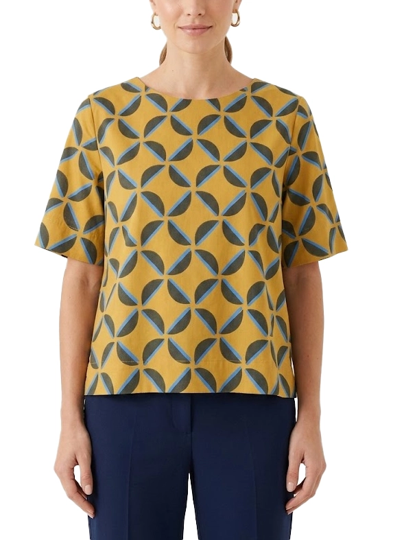 BLUSA IN POPELINE STAMPATO DONNA GIALLO