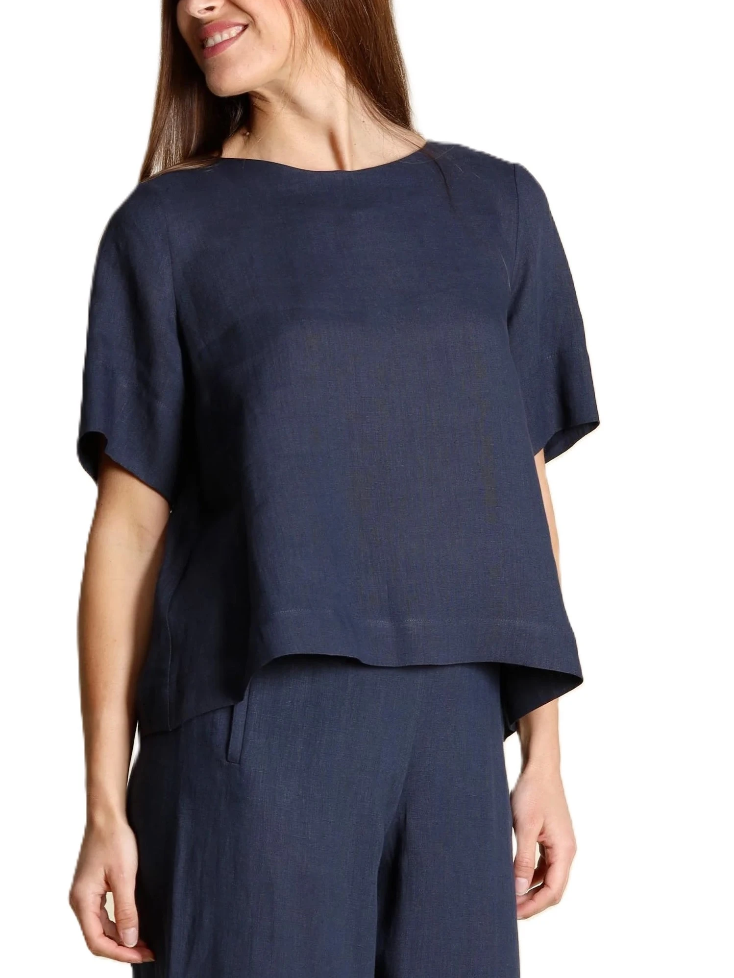 BLUSA IN LINO VESTIBILITA' AMPIA DONNA BLU