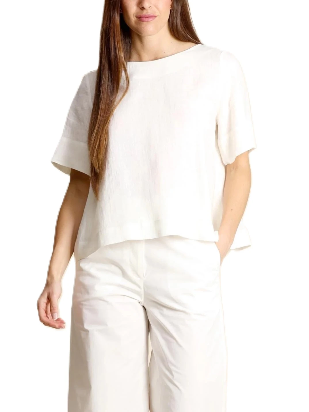 BLUSA IN LINO VESTIBILITA' AMPIA DONNA AVORIO