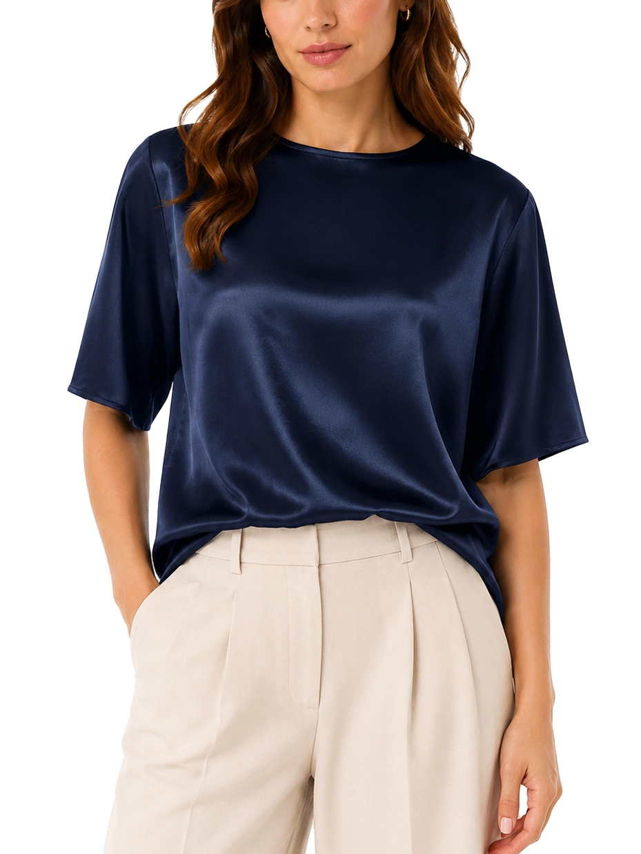 BLUSA  IN RASO VESTIBILITA' CONFORTEVOLE DONNA BLU