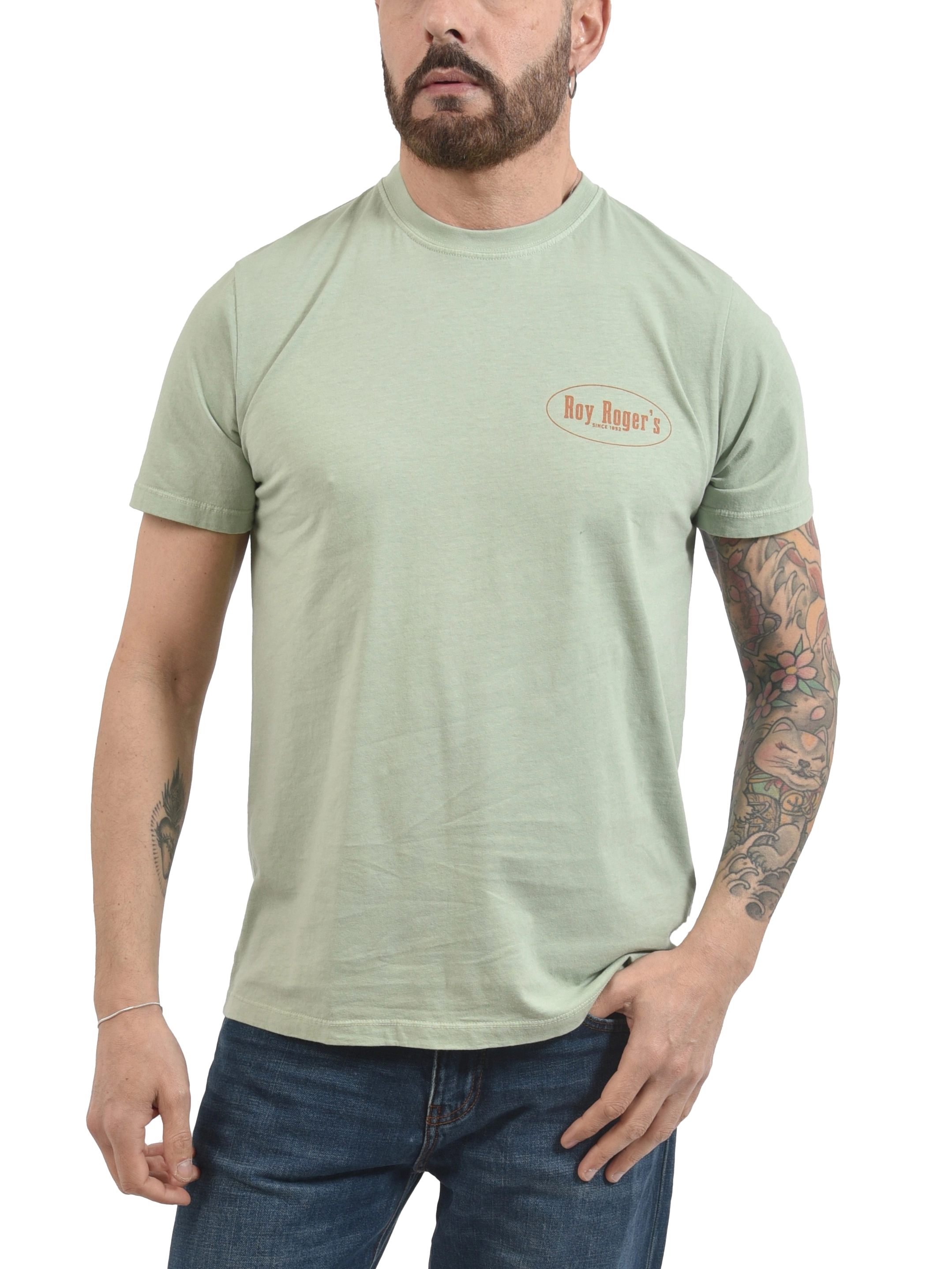 T-SHIRT MANICA CORTA CON STAMPA HERITAGE UOMO BEIGE