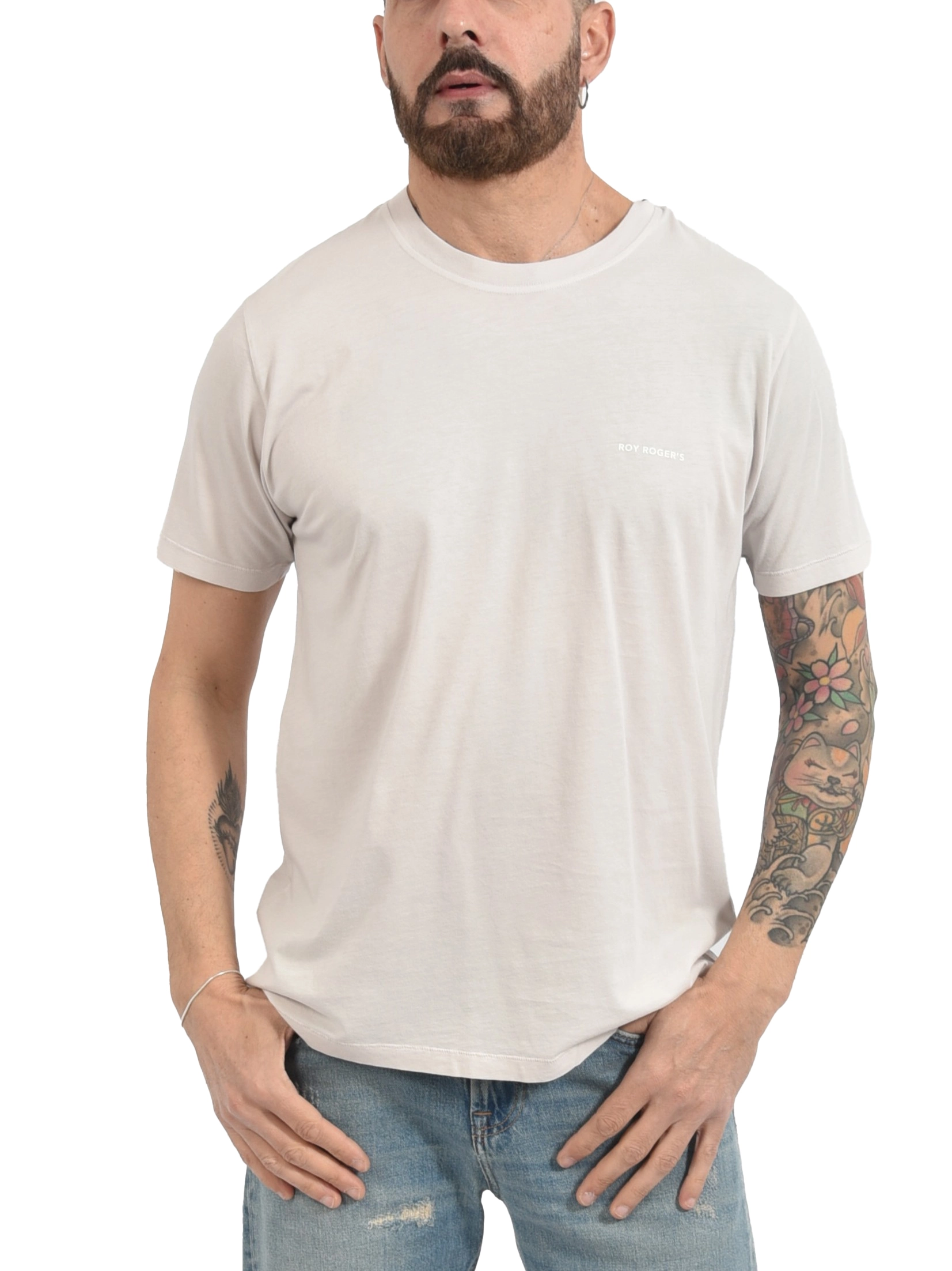 T-SHIRT MANICA CORTA IN JERSEY DI SUPIMA UOMO BEIGE