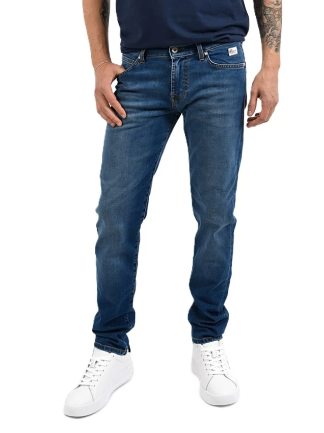JEANS SKINNY IN DENIM ELASTICIZZATO UOMO BLU