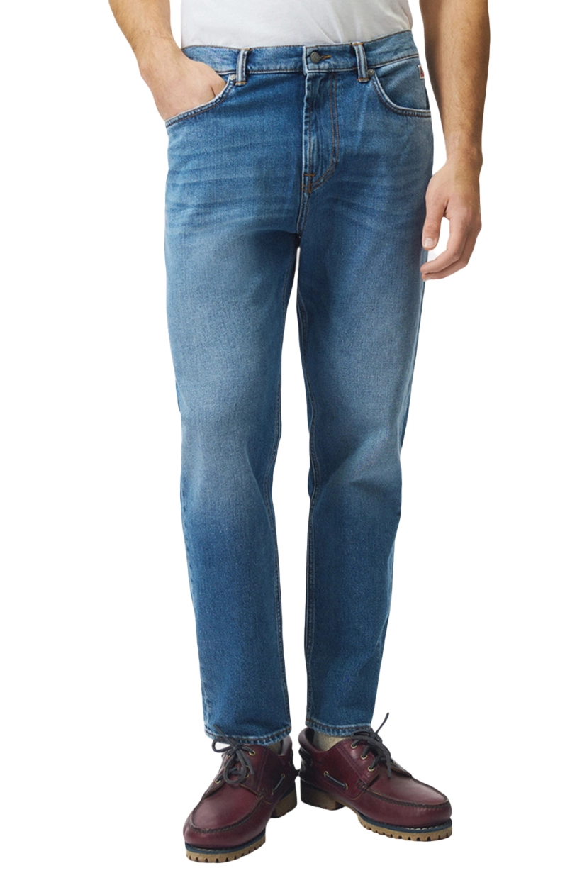 JEANS REGULAR CON LEGGERE BAFFATURE UOMO BLU