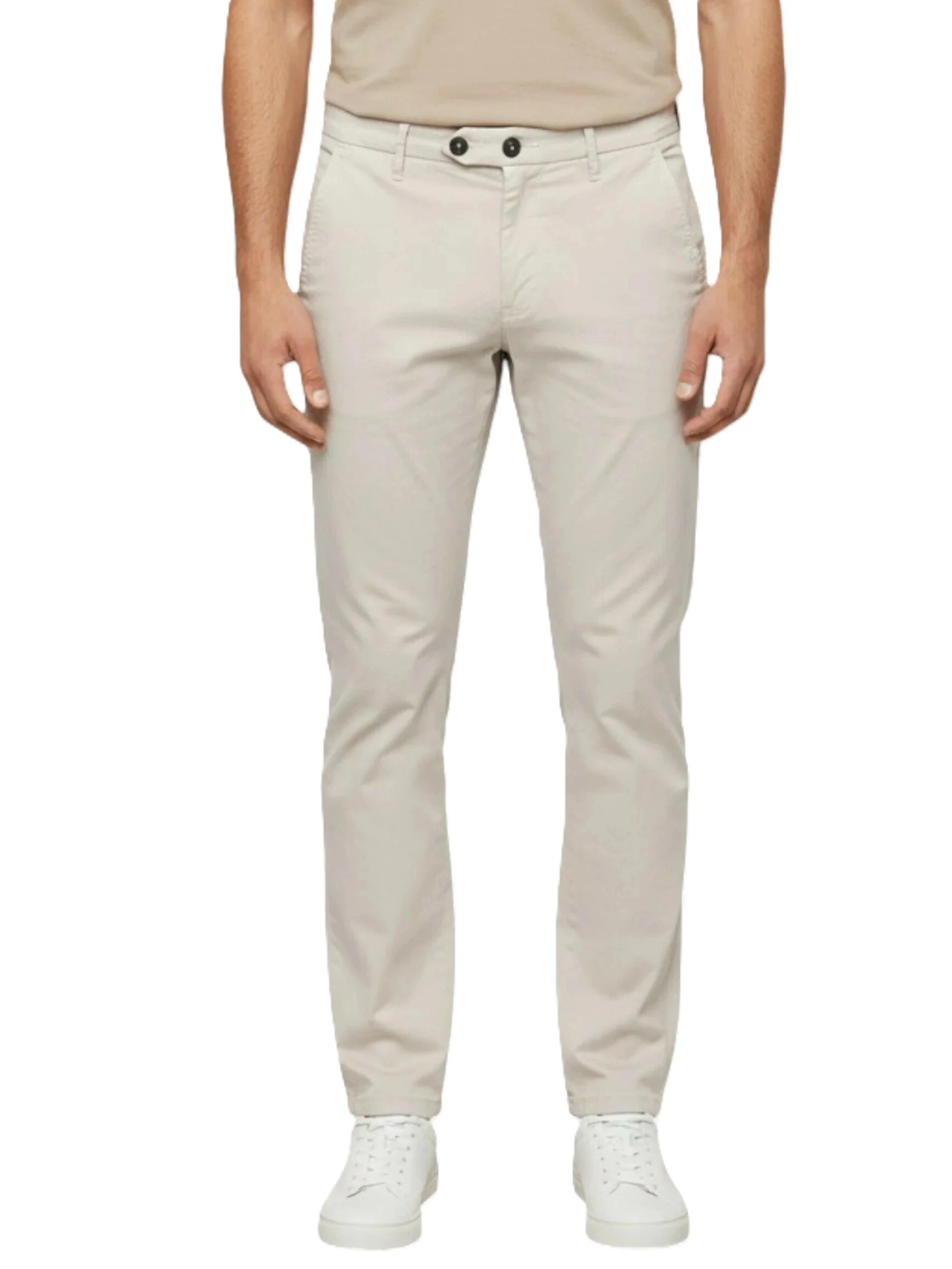PANTALONE CHINO IN GARBADINA DI COTONE STRETCH UOMO AVORIO