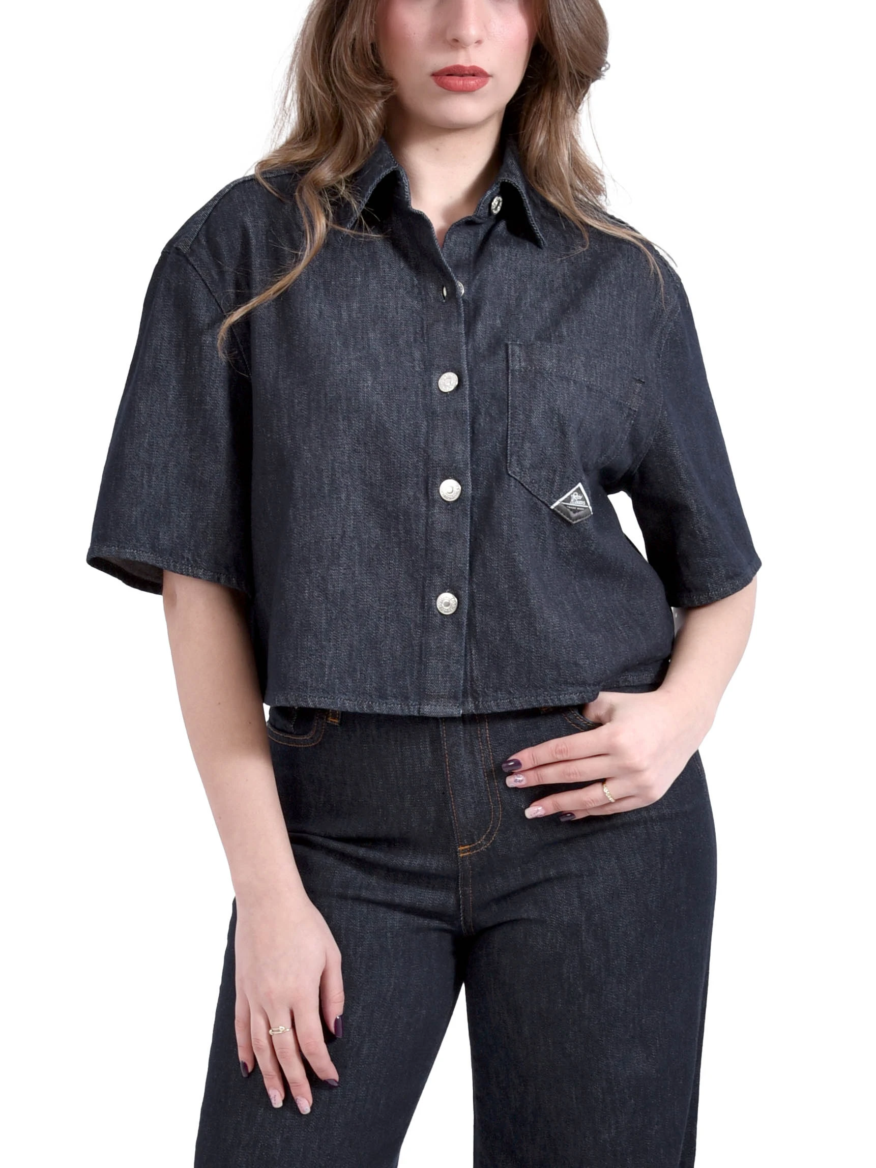 CAMICIA CON MANICA CORTA DONNA BLU JEANS