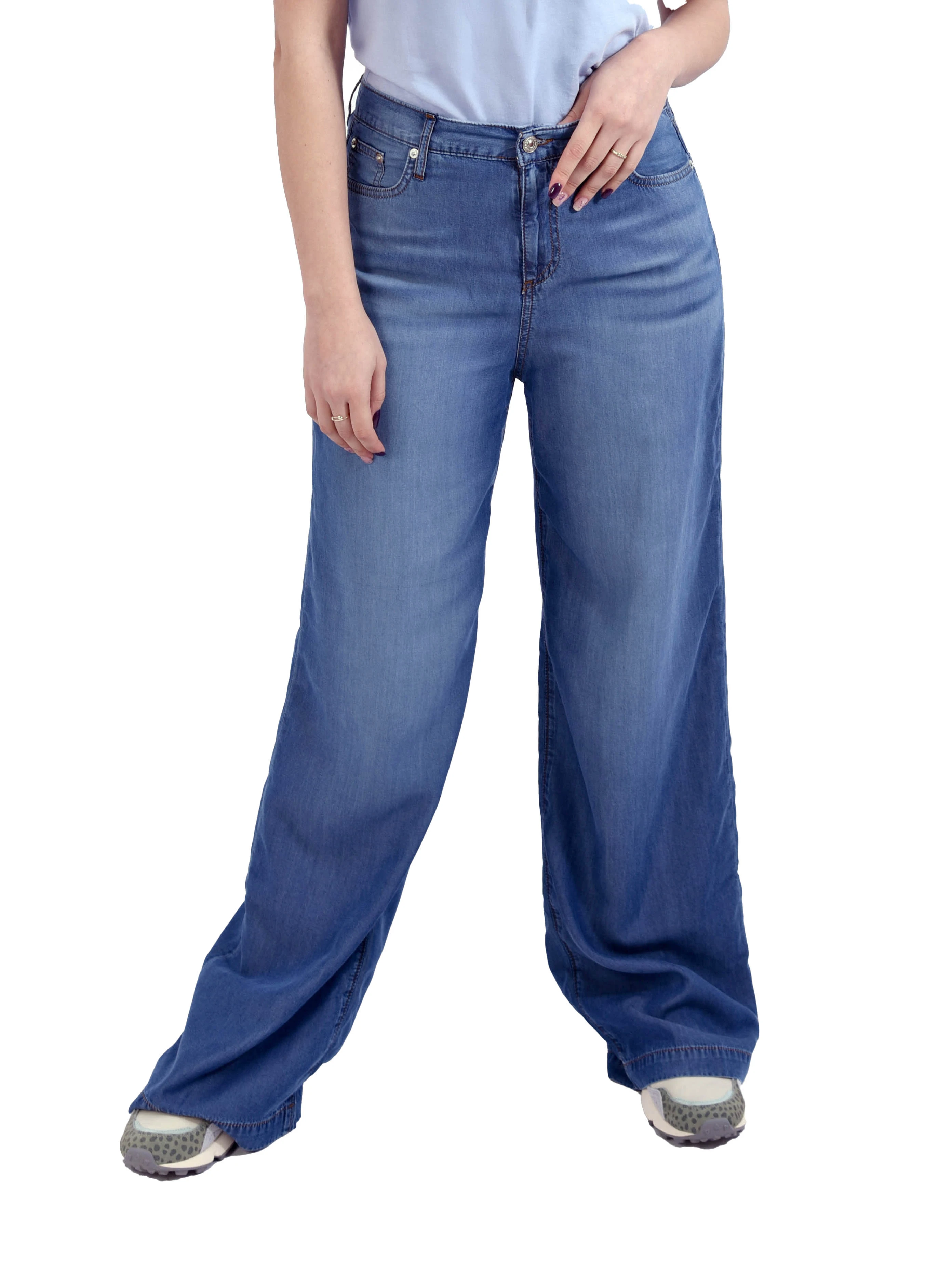 JEANS PALAZZO LAVAGGIO CHIARO DONNA BLU