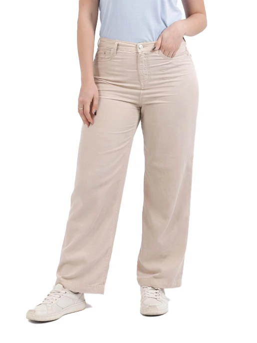 PANTALONI ZAMPA CON TASCHE FRONTALE E POSTERIORE DONNA BEIGE