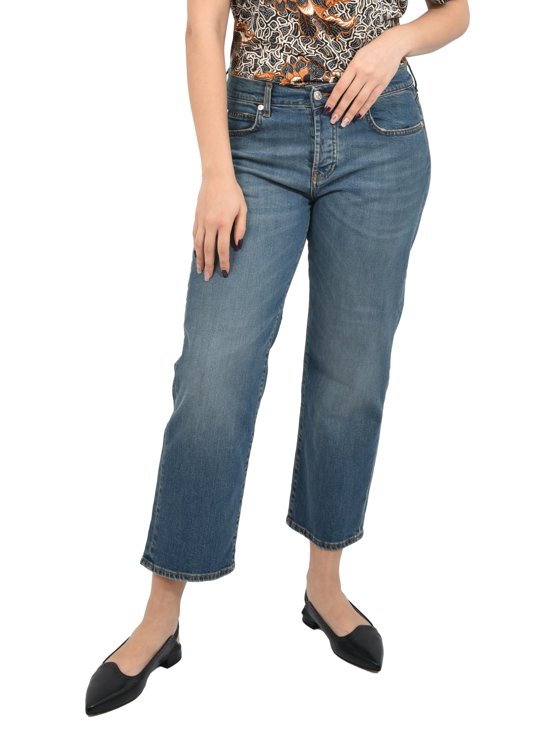 JEANS BOYFRIEND IN DENIM ELASTICIZZATO DONNA BLU