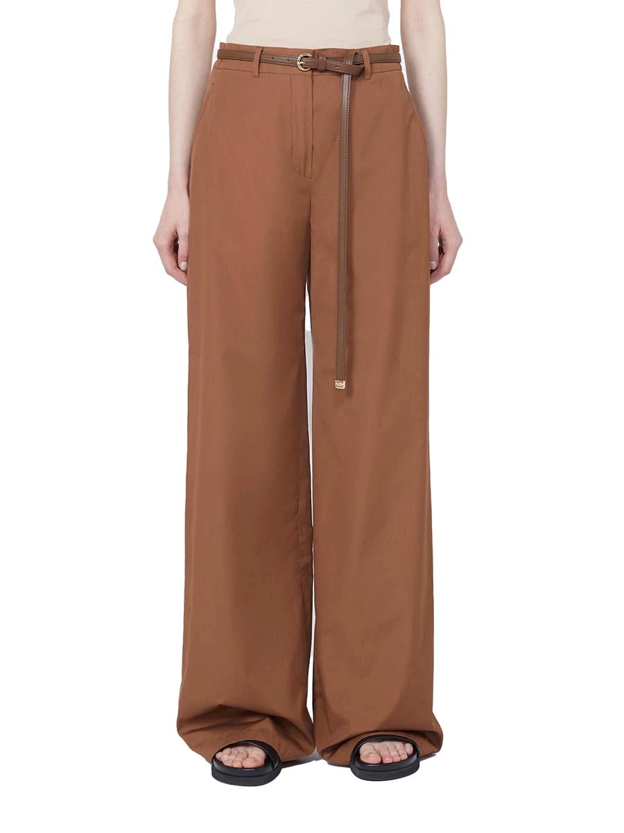 PANTALONI PALAZZO CON CINTURA ABBINATA INCLUSA DONNA MARRONE