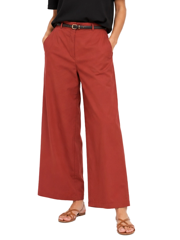 PANTALONI PALAZZO CON CINTURA ABBINATA INCLUSA DONNA ROSSO