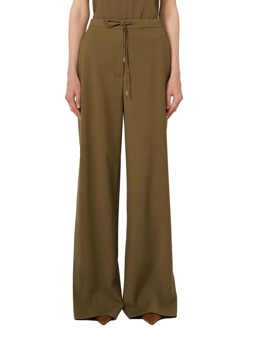 PANTALONI PALAZZO CON COULISSE E VITA ELASTICIZZATA DONNA MARRONE