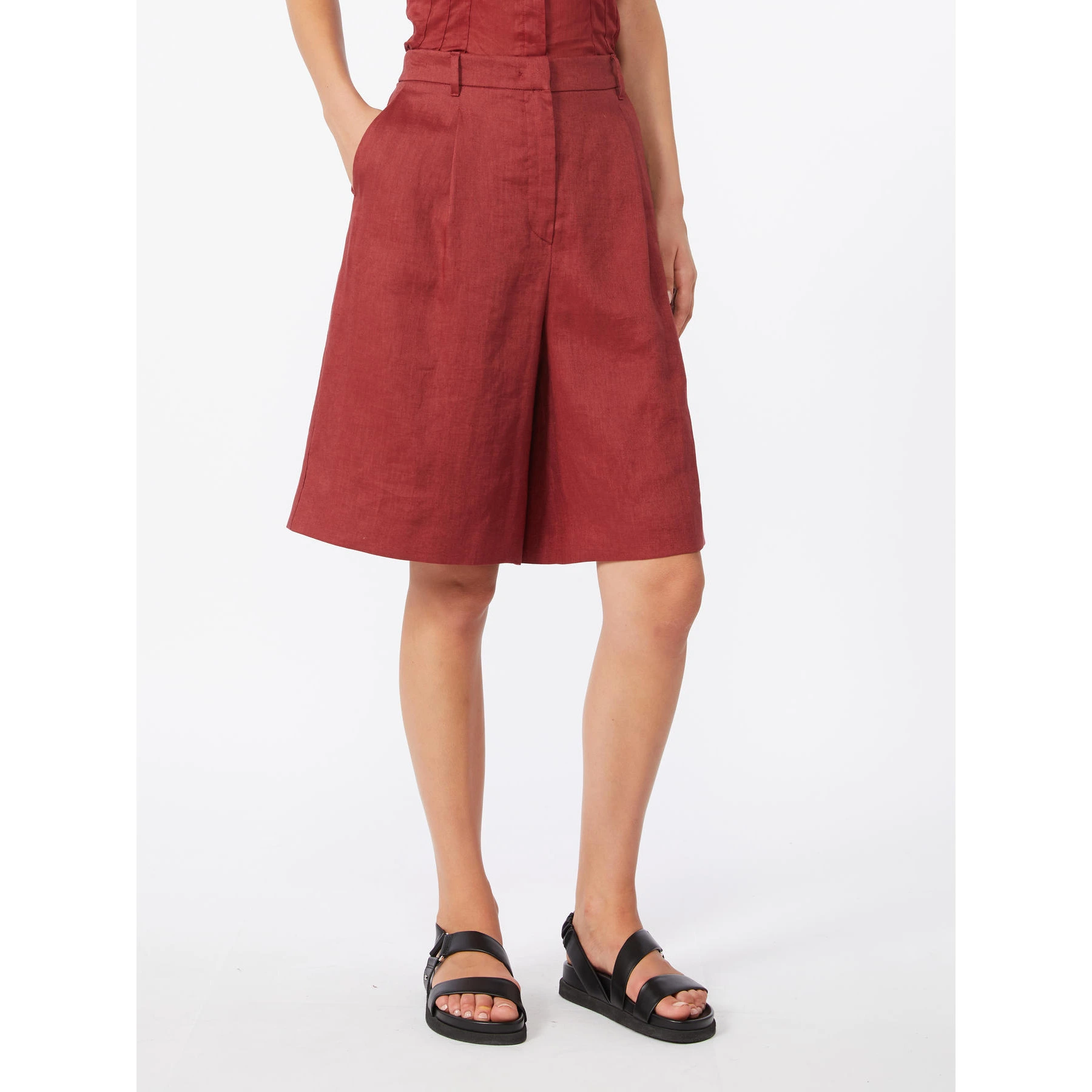 SHORTS  IN LINO LINEA SVASATA DONNA ROSSO