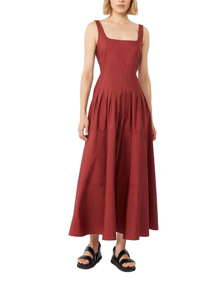 VESTITO LUNGO CON EFFETTO CORSETTO DONNA ROSSO