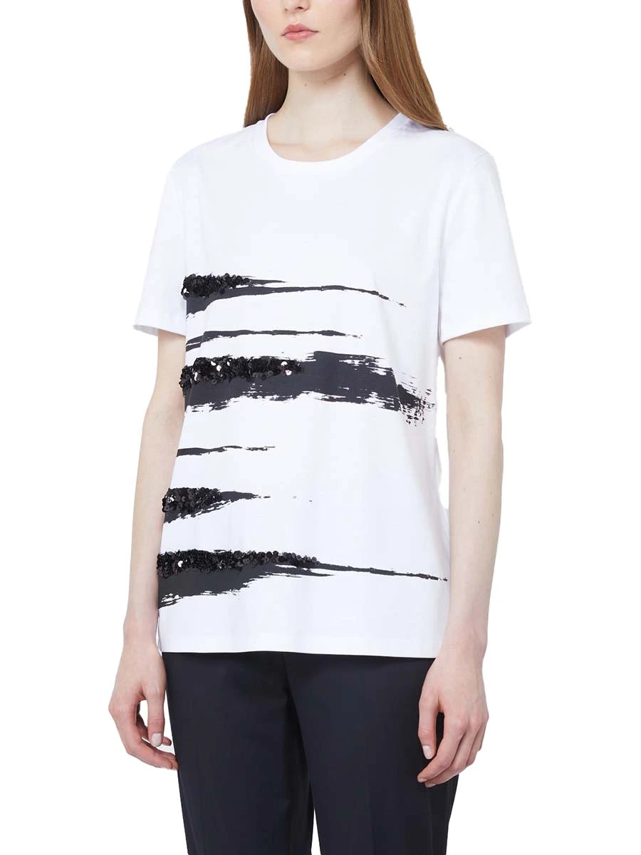 T-SHIRT MANICA CORTA CON STAMPA ZEBRATA DONNA BIANCO