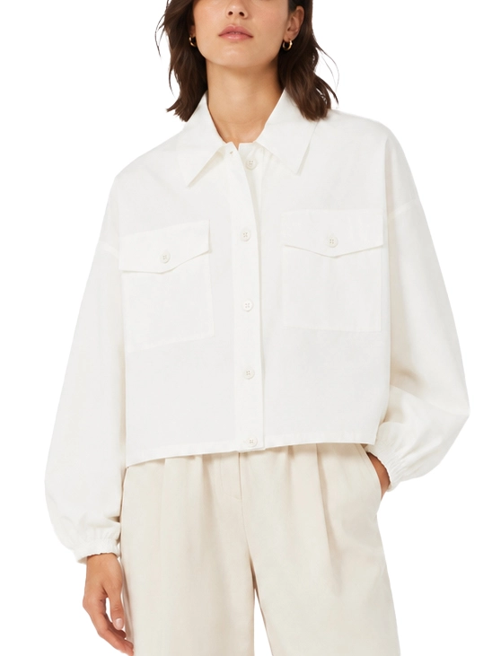 GIACCA CORTA IN COTONE EFFETTO BALOON DONNA BIANCO