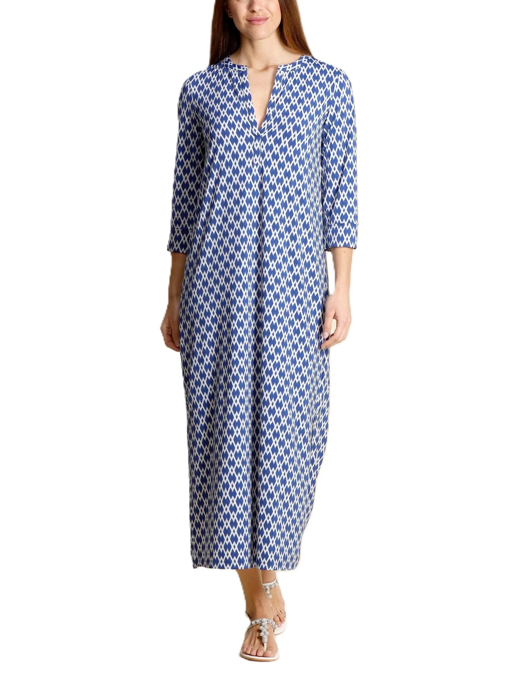 VESTITO LUNGO KAFTANO IN JERSEY LEGGERO DONNA BLU