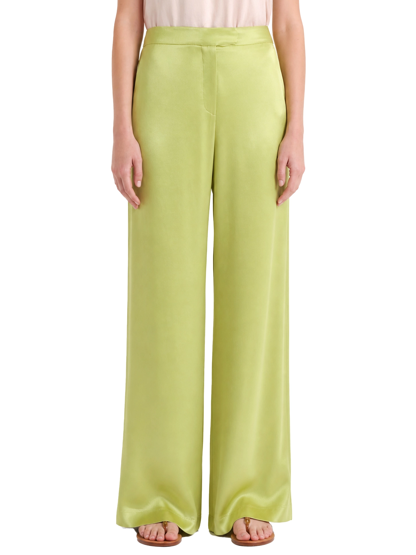 PANTALONE PALAZZO FLUIDO CON ELASTICO IN VITA POSTERIORE DONNA VERDE