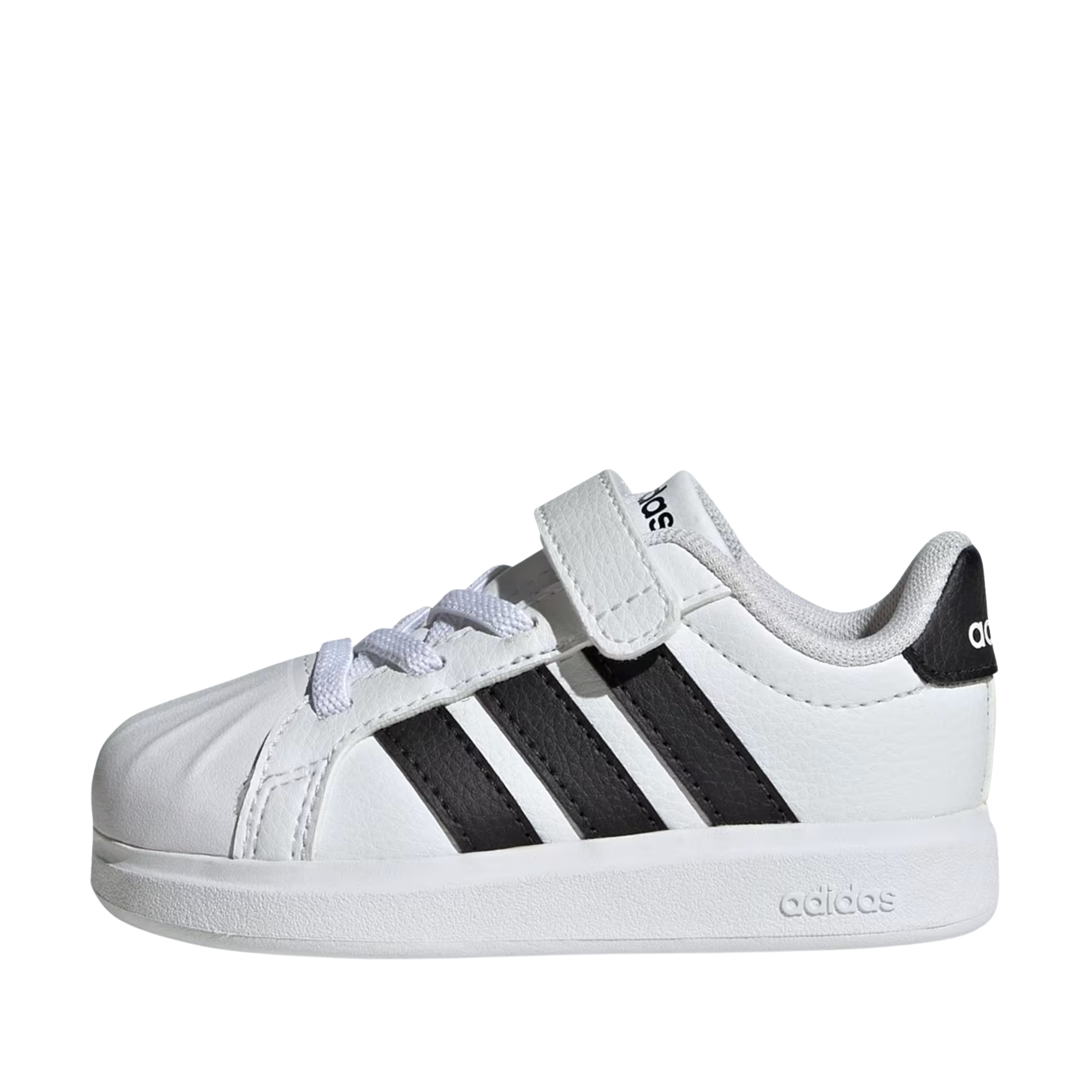 SNEAKERS BASSE CON STRAPPO E PUNTA A CONCHIGLIA BAMBINO BIANCO