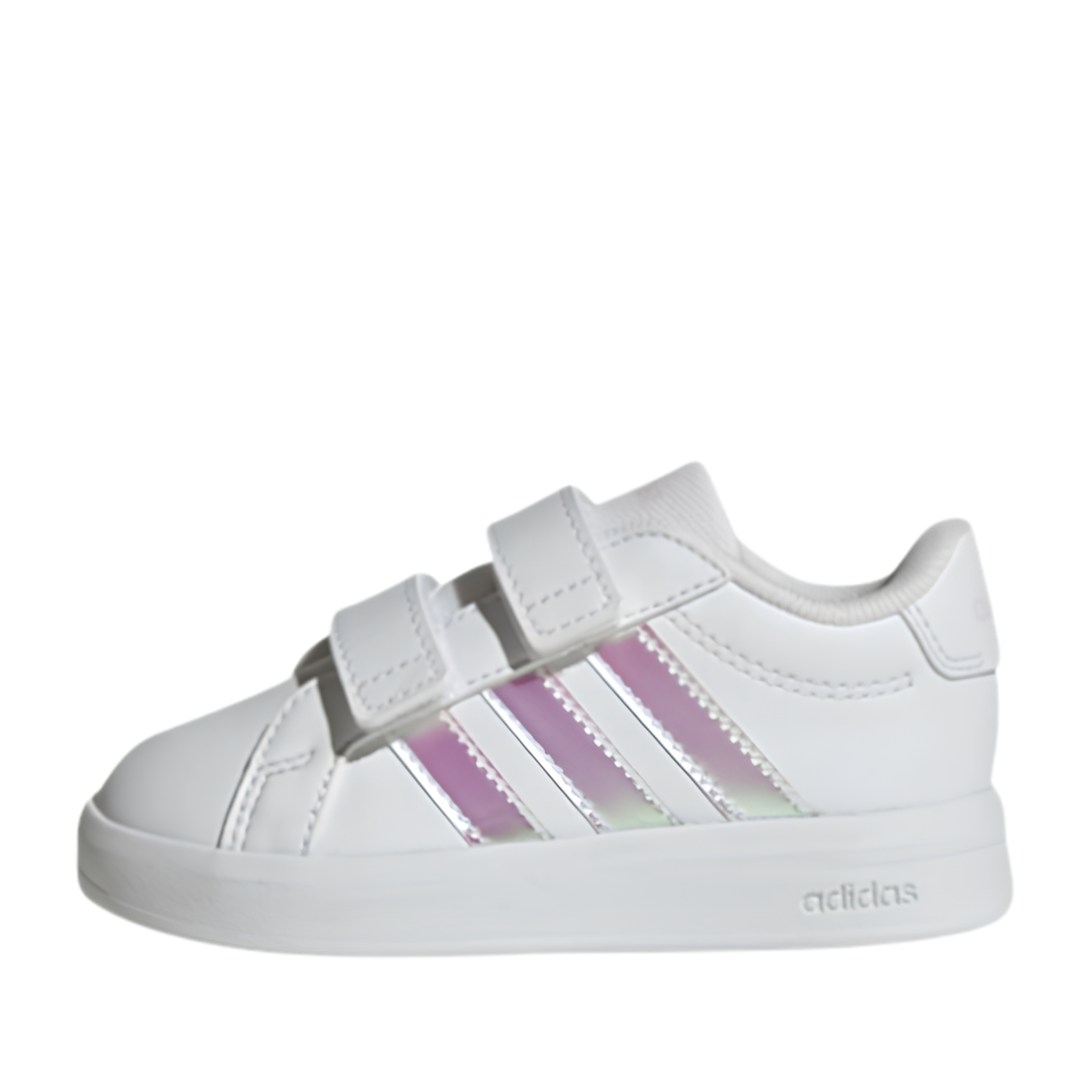 SNEAKERS BASSE CON STRAPPO E TRE STRISCE IRIDESCENTI BAMBINA BIANCO