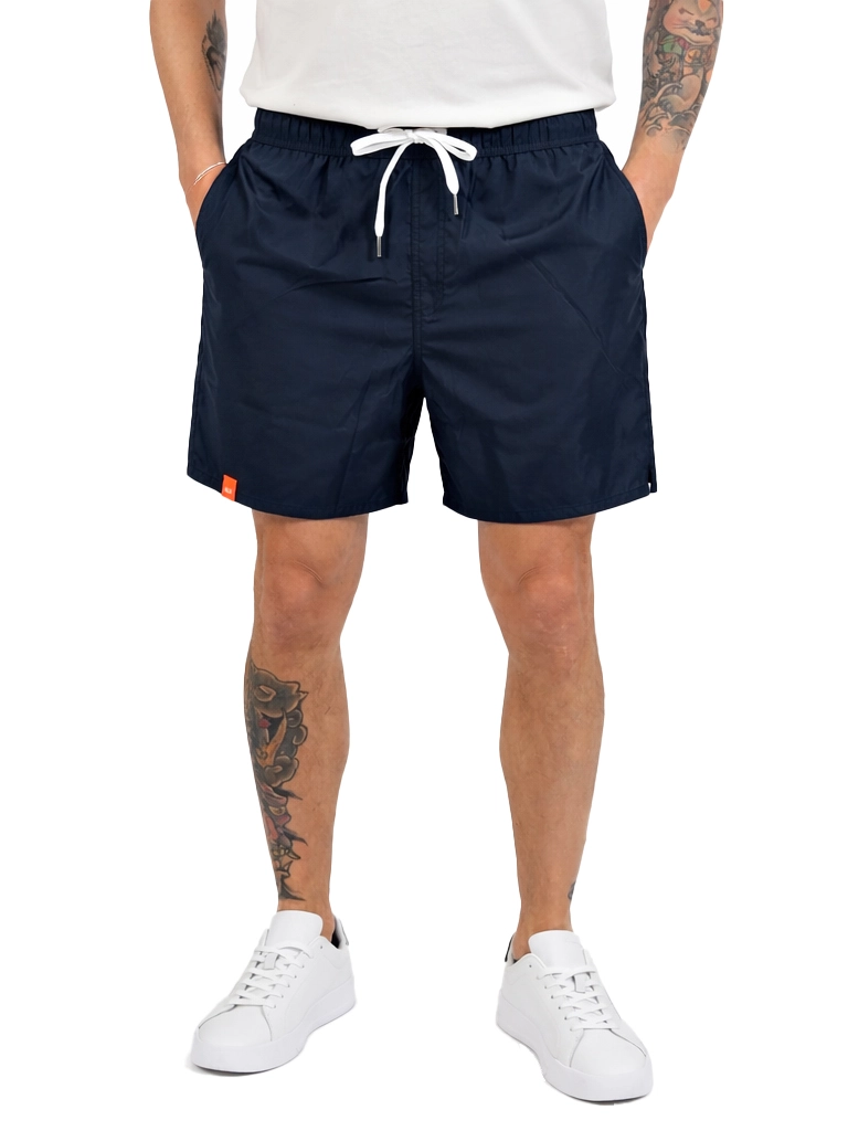 COSTUME BOXER CON COULISSE E LABEL FLUO UOMO BLU