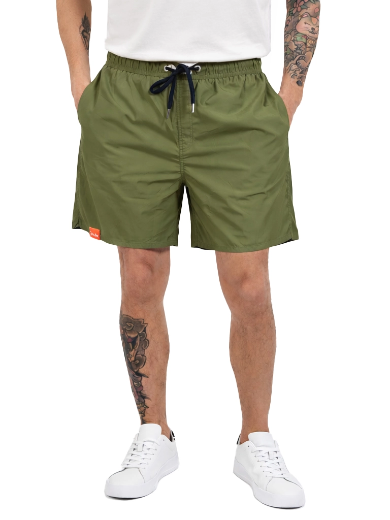 COSTUME BOXER CON COULISSE E LABEL FLUO UOMO VERDE