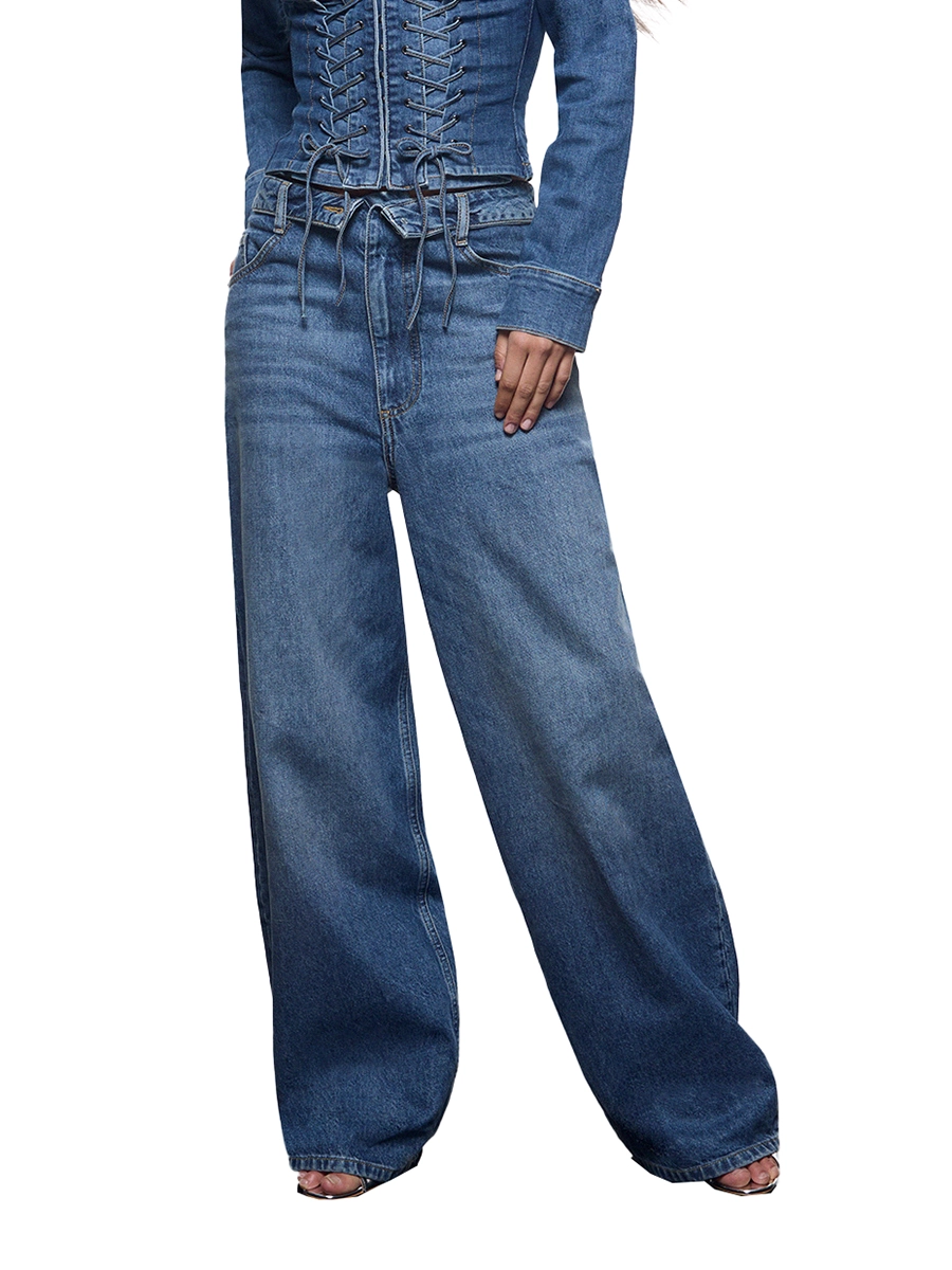 JEANS PALAZZO CON STRINGHE DONNA BLU