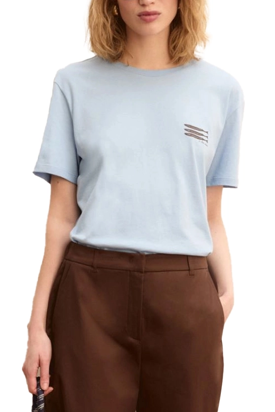 T-SHIRT MANICA CORTA IN JERSEY DI PURO COTONE  LINEA BOXY DONNA AZZURRO