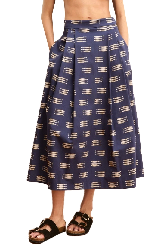 GONNA LUNGA CON ELASTICO IN VITA POSTERIORE DONNA BLU