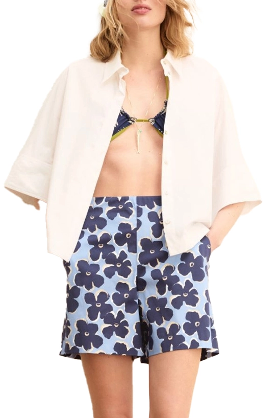 CAMICIA MANICA TRE QUARTI A KIMONO IN COTONE DONNA BIANCO