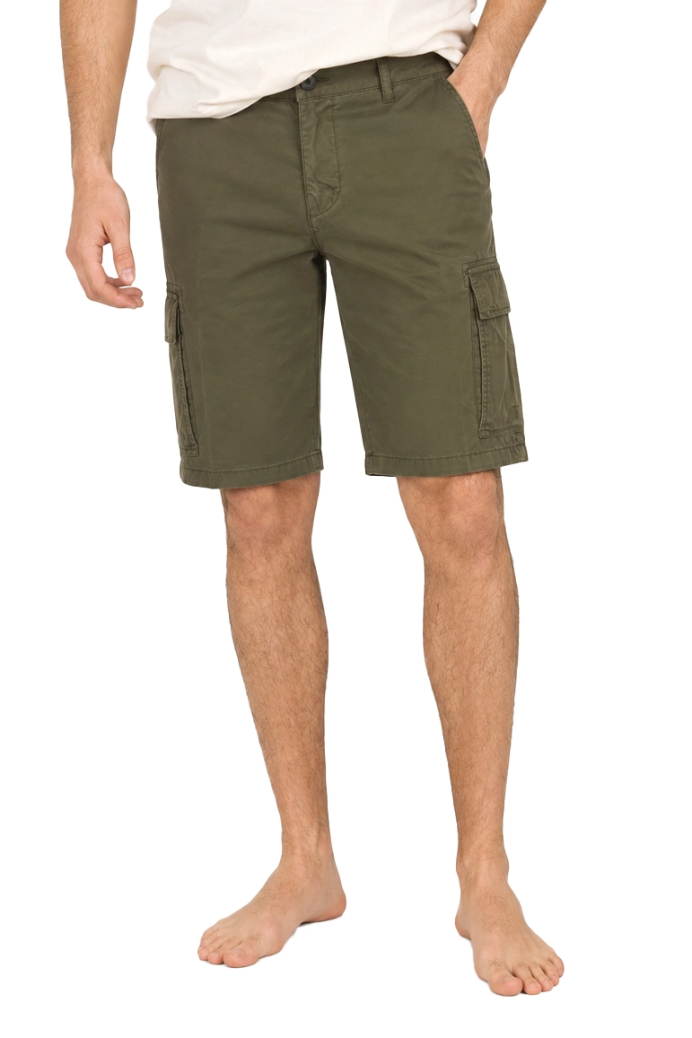 BERMUDA IN COTONE STILE CARGO UOMO VERDE SCURO