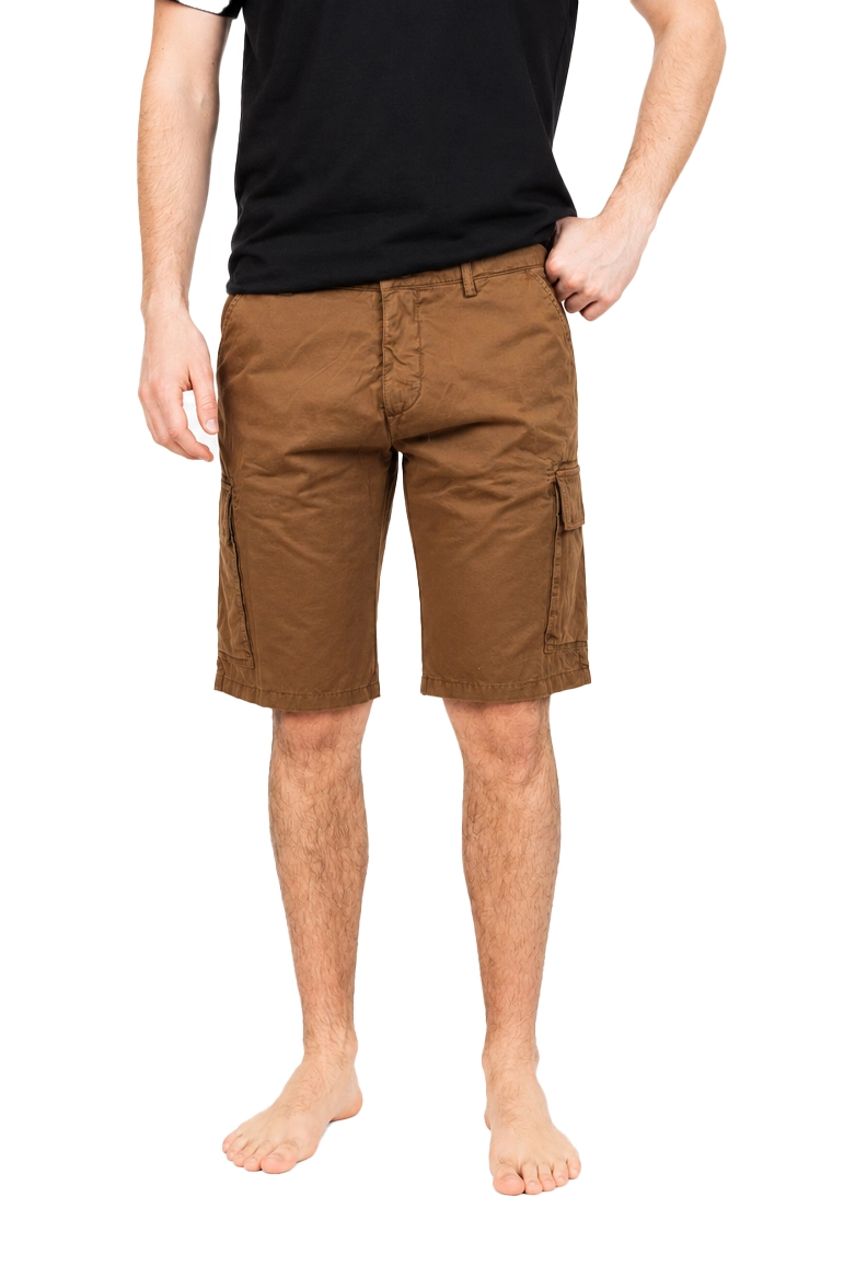 BERMUDA IN COTONE STILE CARGO UOMO MARRONE