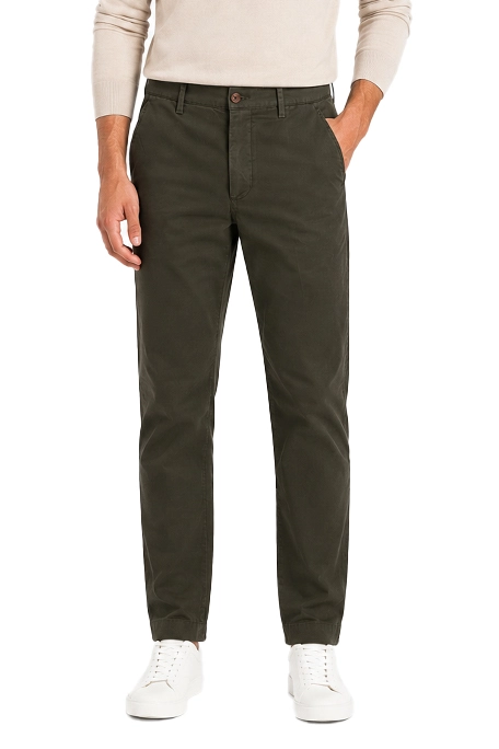 PANTALONE CHINO IN POPELINE DI COTONE UOMO VERDE