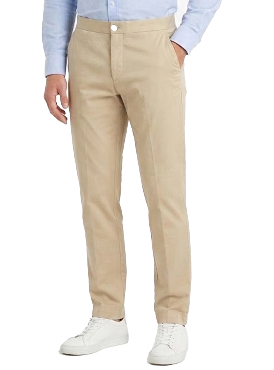PANTALONE CHINO IN POPELINE DI COTONE UOMO GRIGIO CHIARO