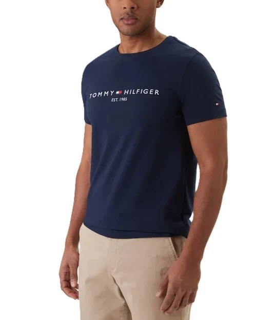 T-SHIRT MANICA CORTA CON RICAMO FRONTALE UOMO BLU SCURO