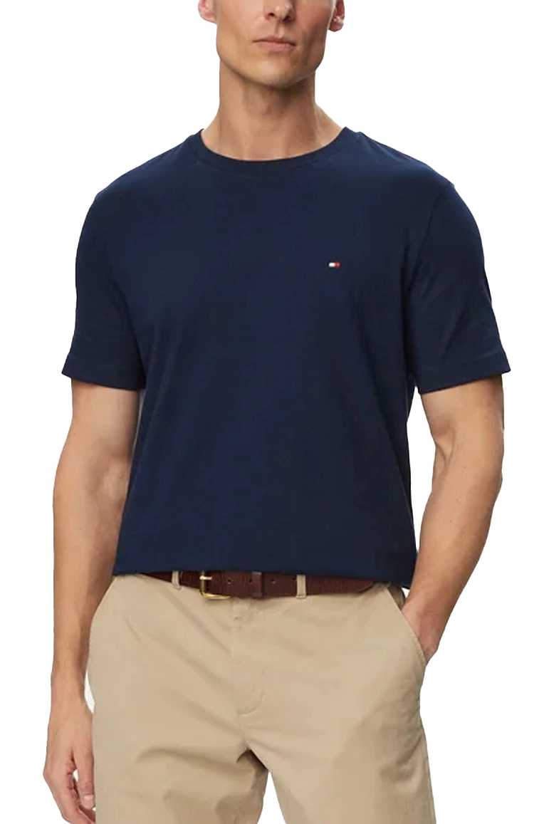 T-SHIRT IN JESERY DI PURO COTONE CON BANDIERINA RICAMATA UOMO BLU SCURO