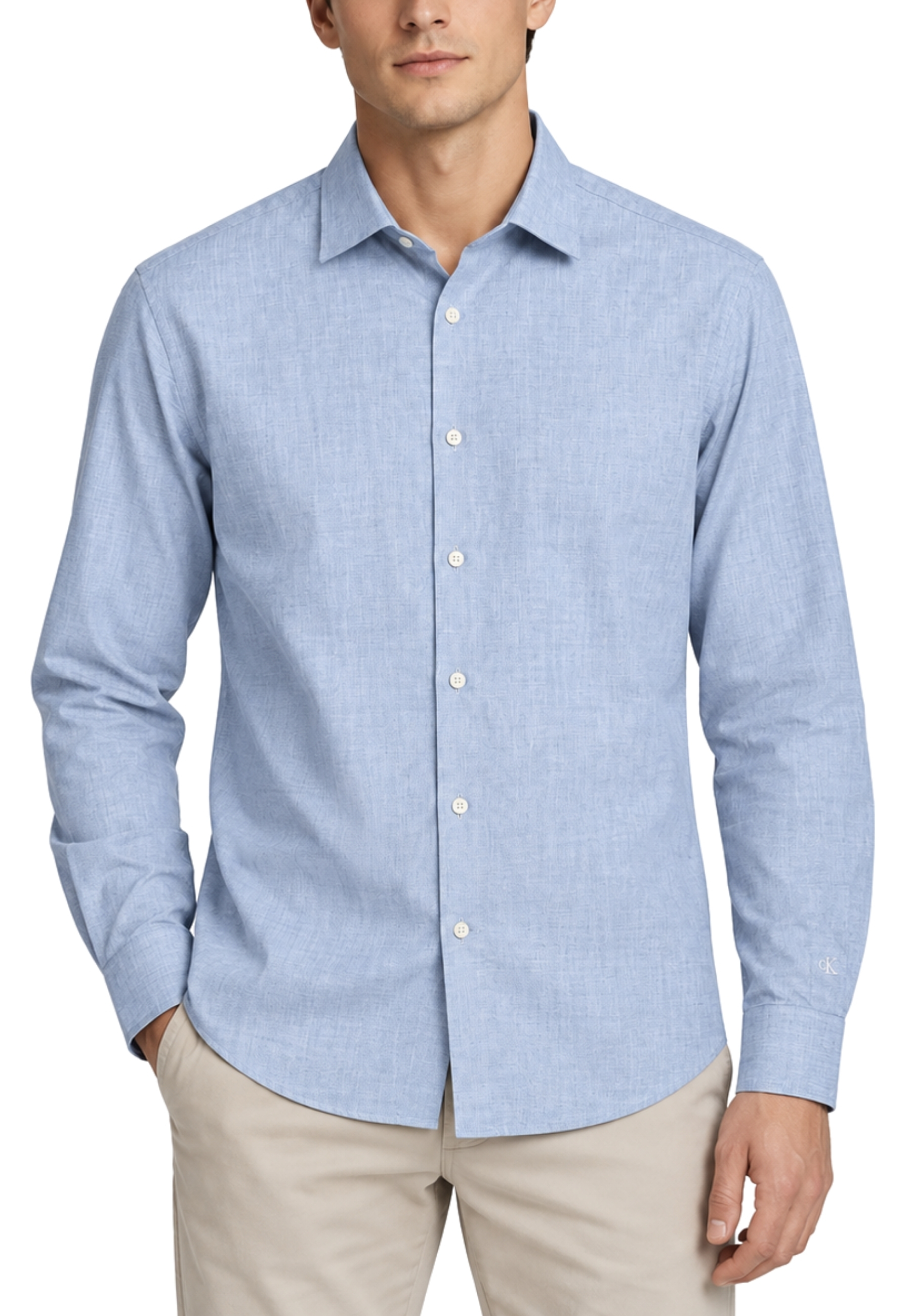 CAMICIA CON EFFETTO MELANGE SOFT UOMO BLU