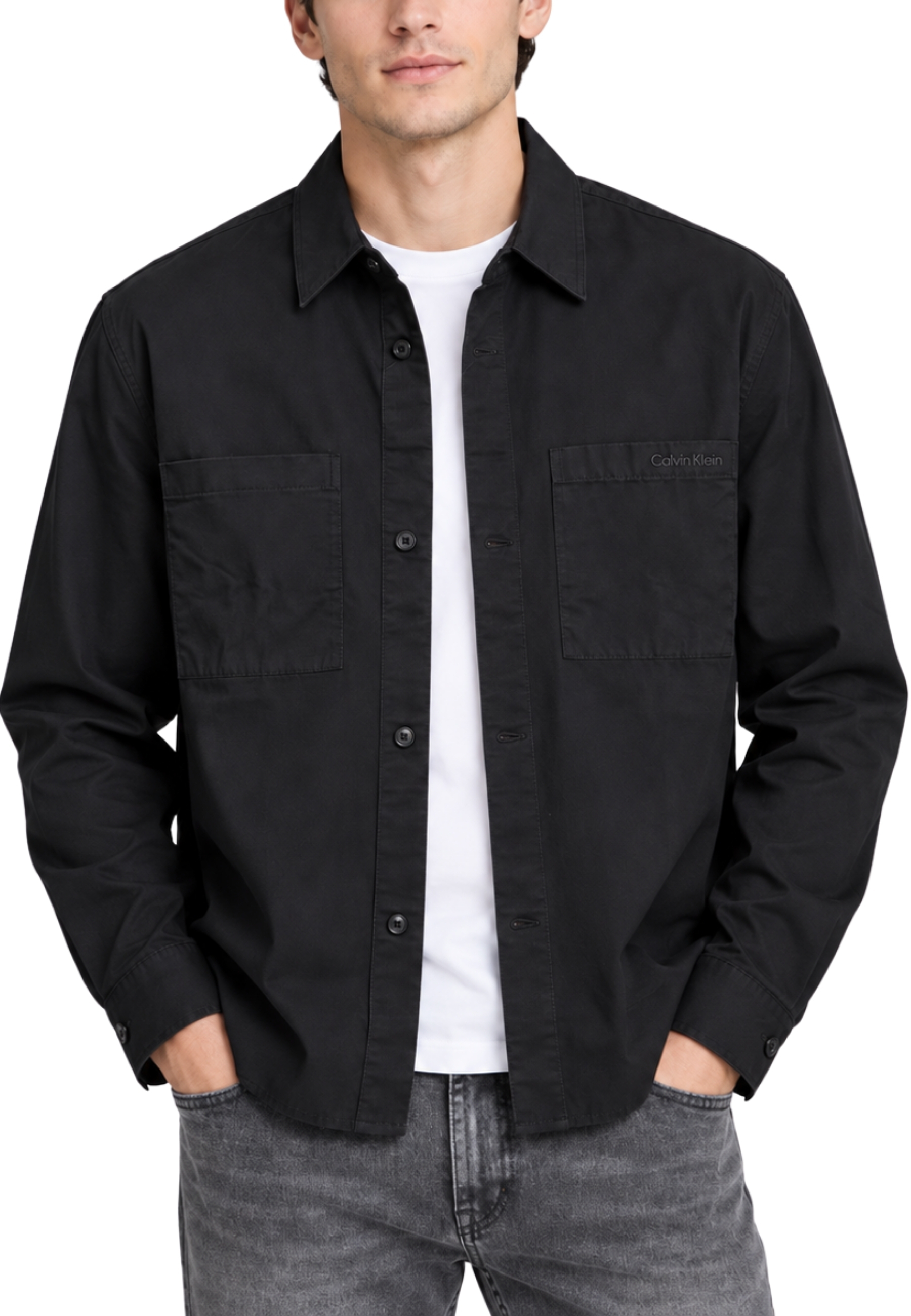 GIACCA CAMICIA IN COTONE E LINO UOMO NERO