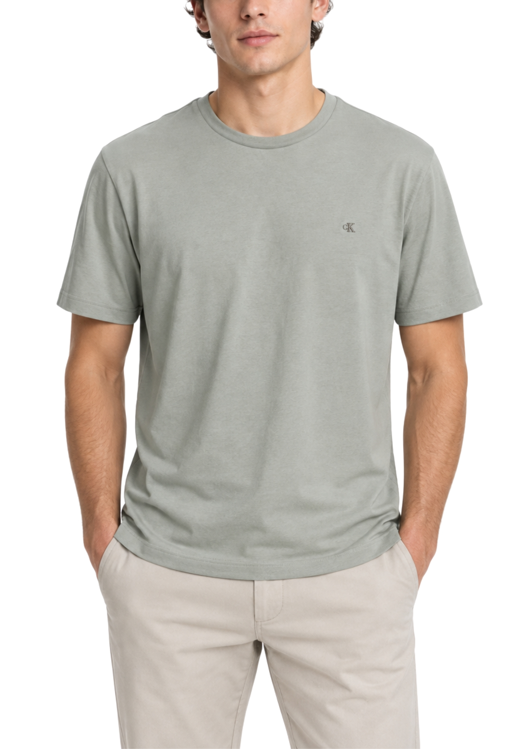 T-SHIRT MANICHE CORTE GIROCOLLO SLIM UOMO VERDE