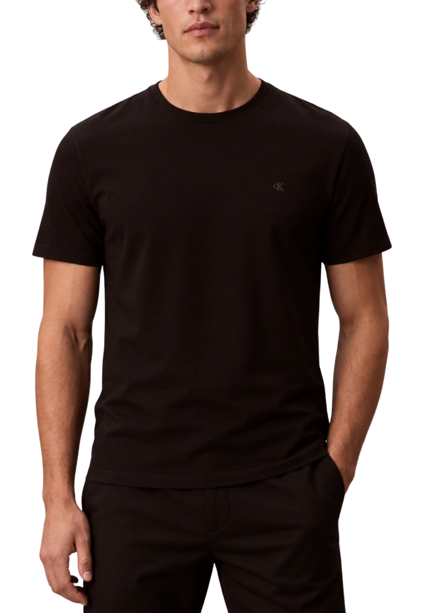 T-SHIRT MANICHE CORTE GIROCOLLO SLIM UOMO NERO