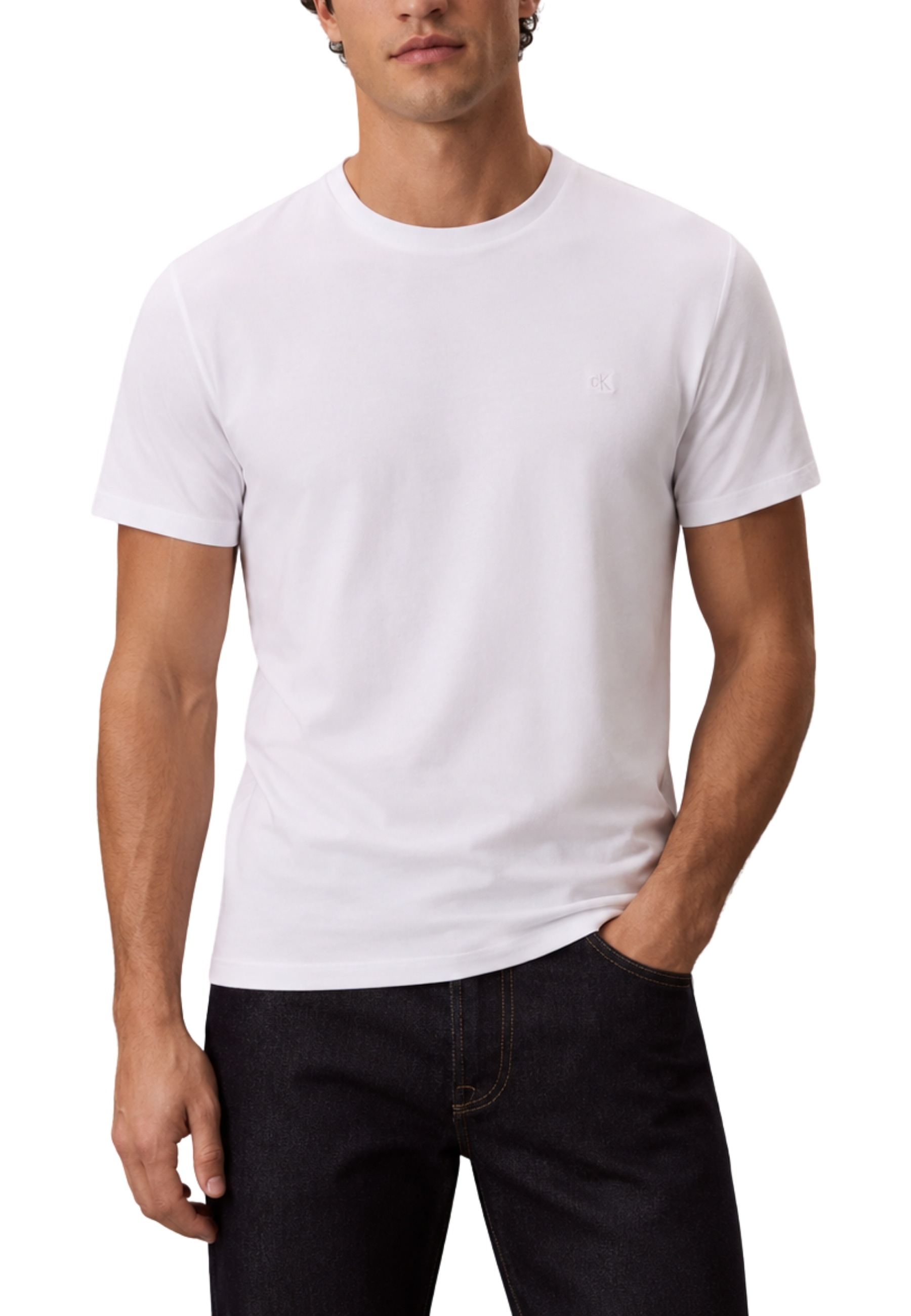 T-SHIRT MANICHE CORTE GIROCOLLO SLIM UOMO BIANCO