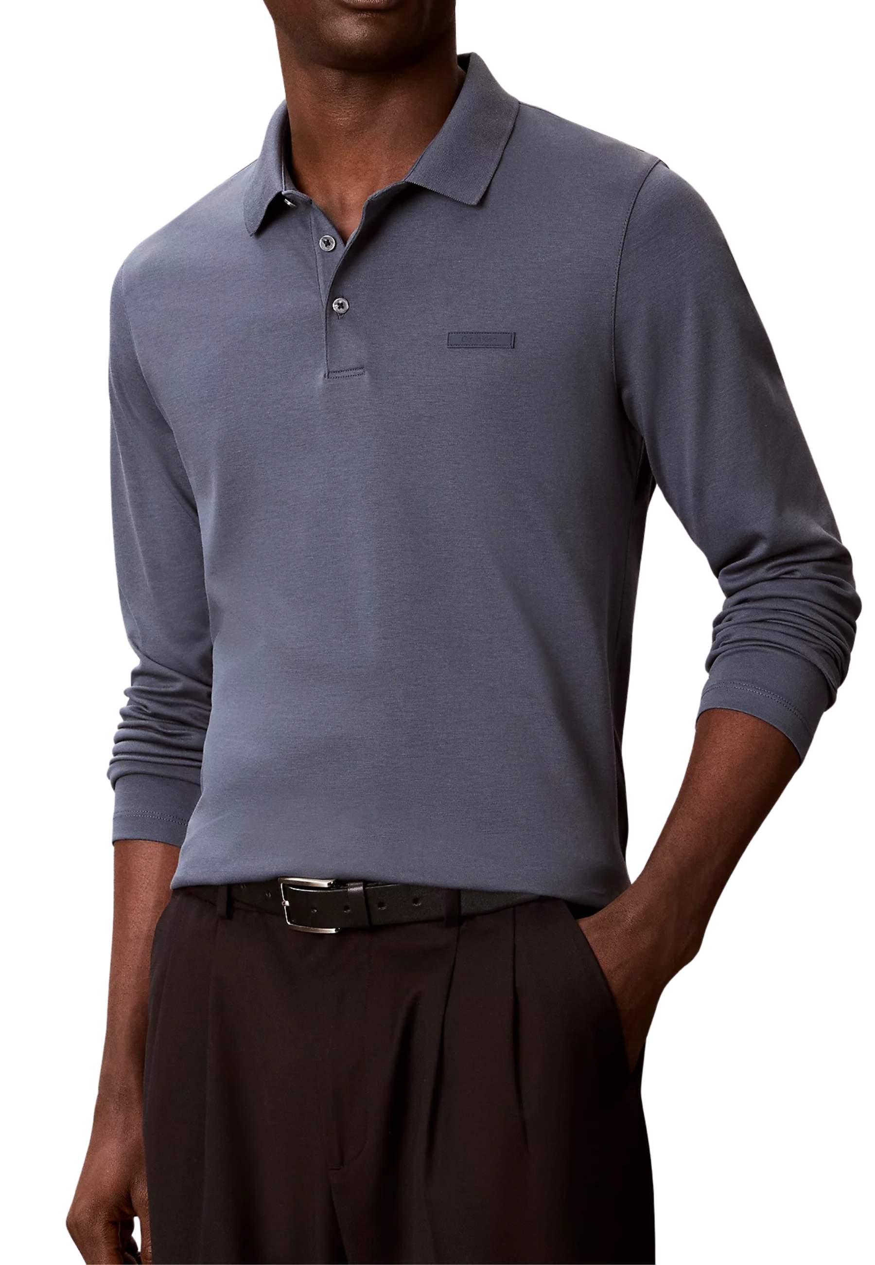 POLO MANICA LUNGA SLIM UOMO BLU