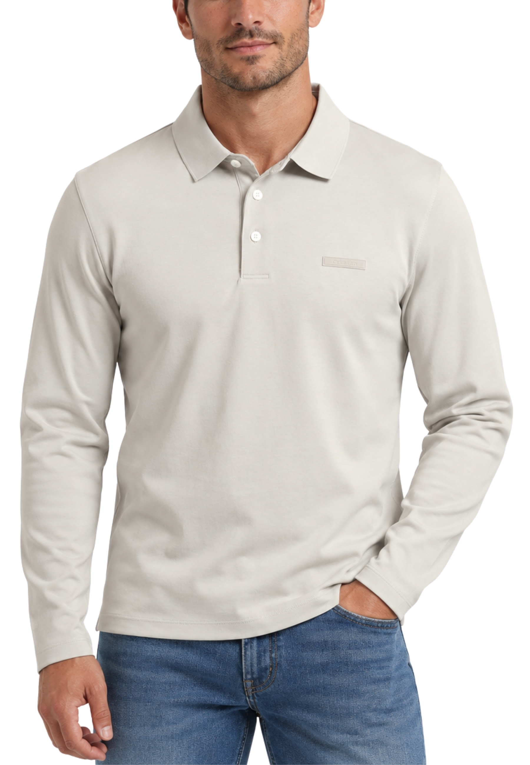 POLO MANICA LUNGA SLIM UOMO GRIGIO
