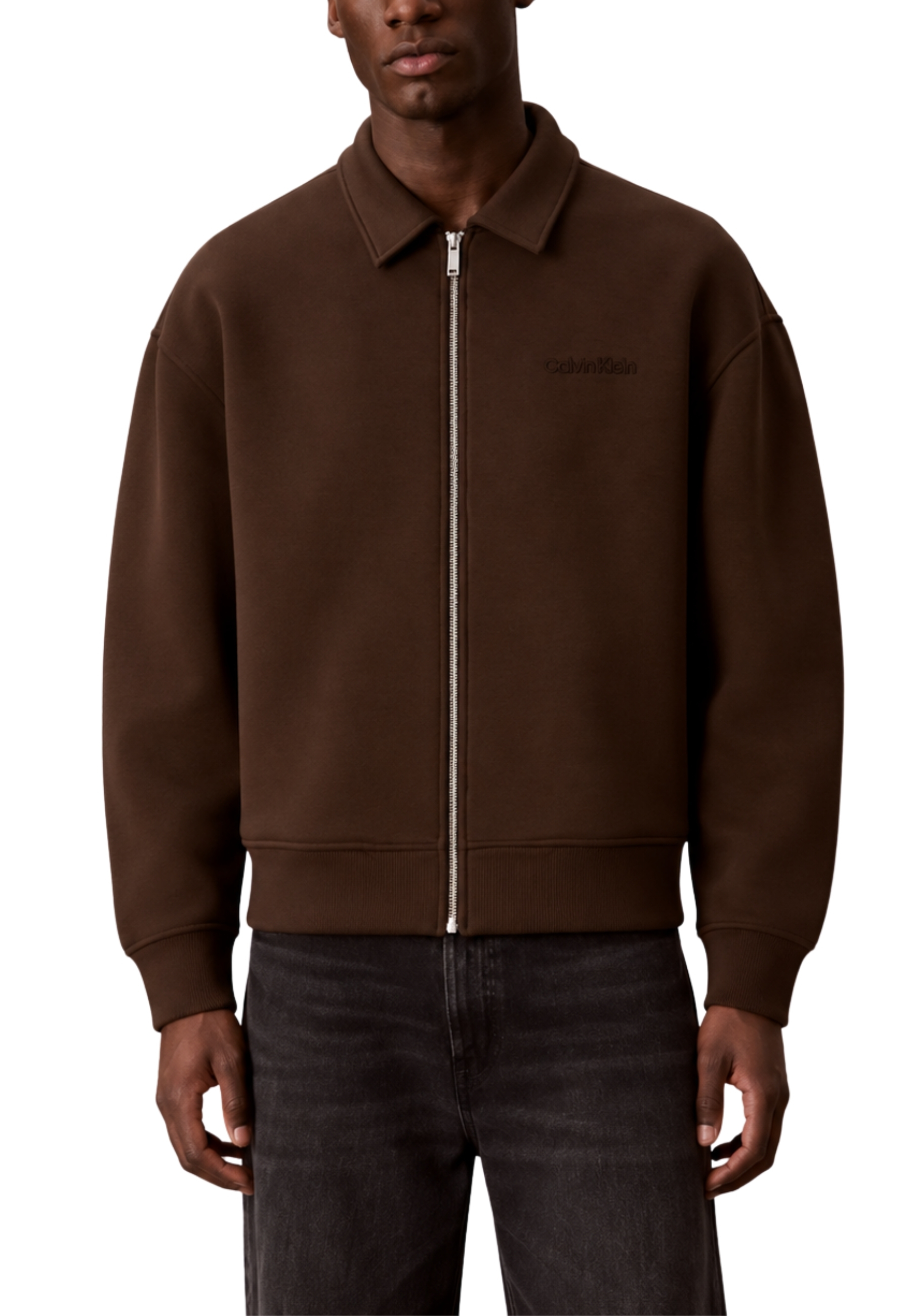 GIACCA CON ZIP E COLLETTO UOMO MARRONE