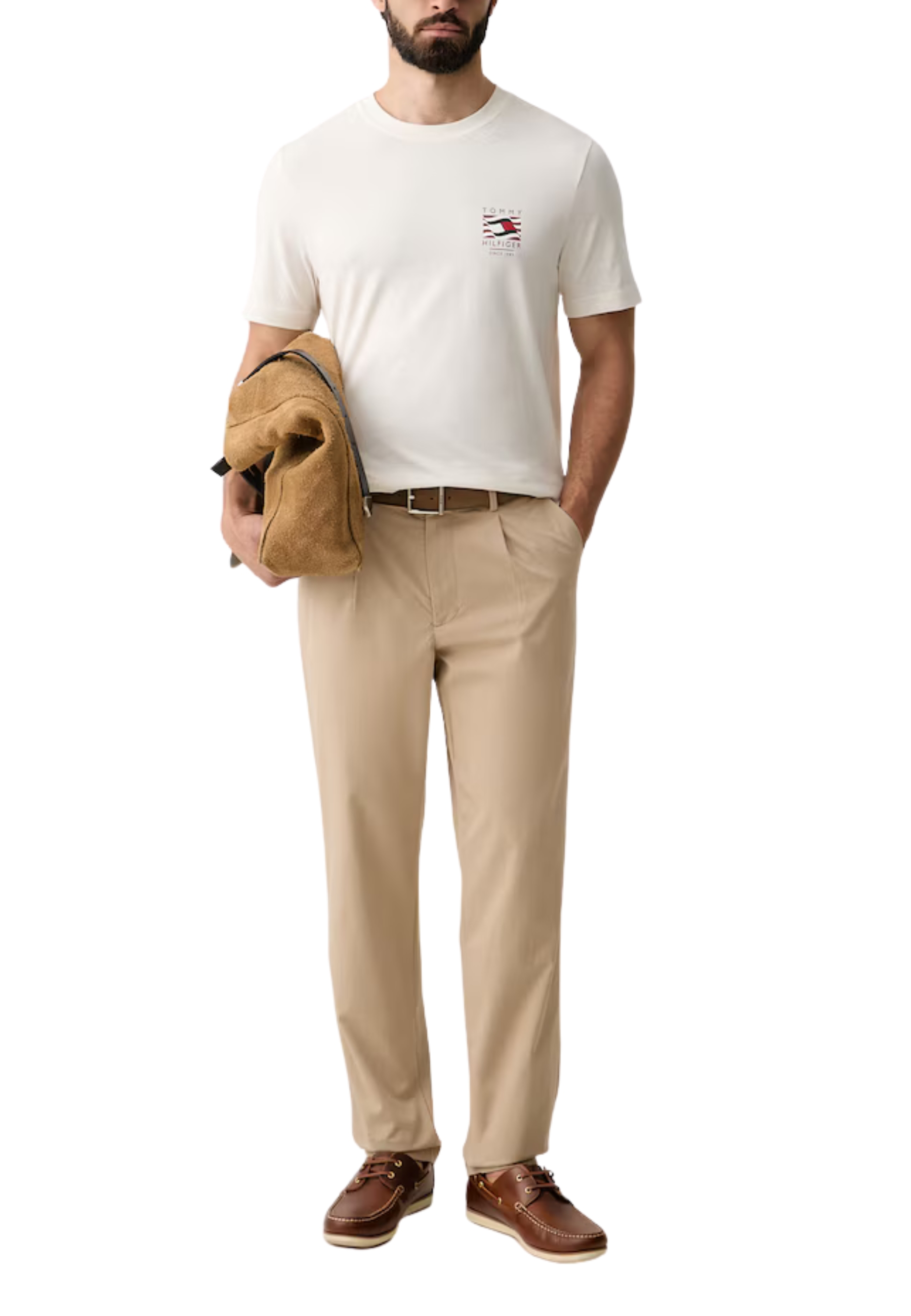 PANTALONI CHINO TAGLIO REGULAR UOMO BEIGE