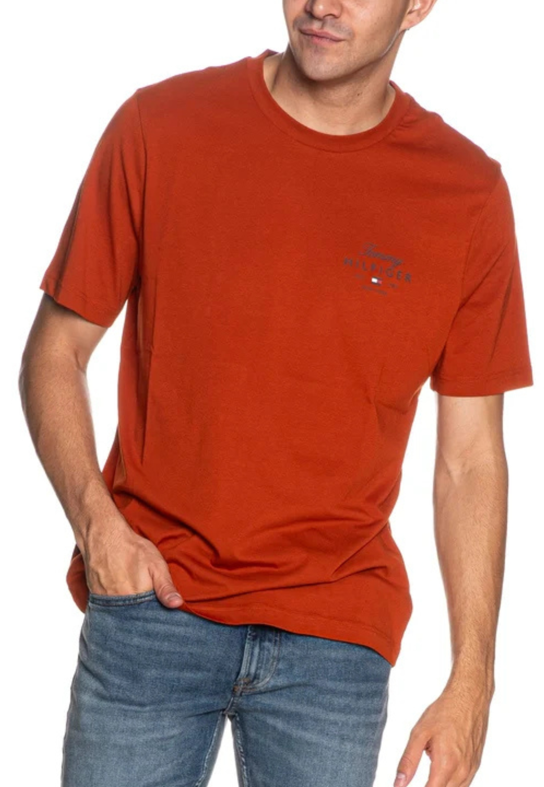 T-SHIRT MANICHE CORTE GIROCOLLO CON LOGO A CONTRASTO UOMO ARANCIONE
