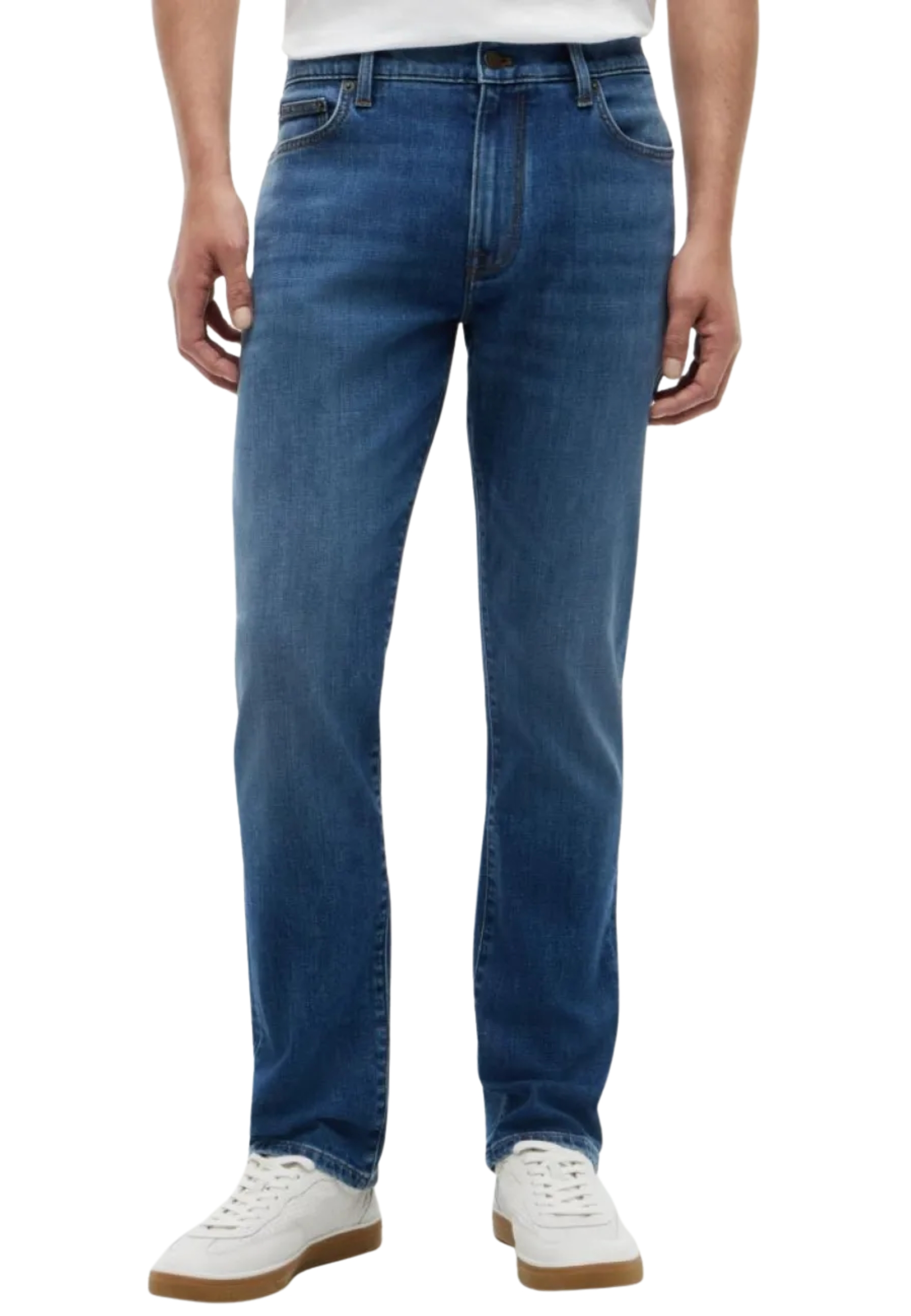 JEANS REGULAR DENIM CON BAFFATURE UOMO BLU