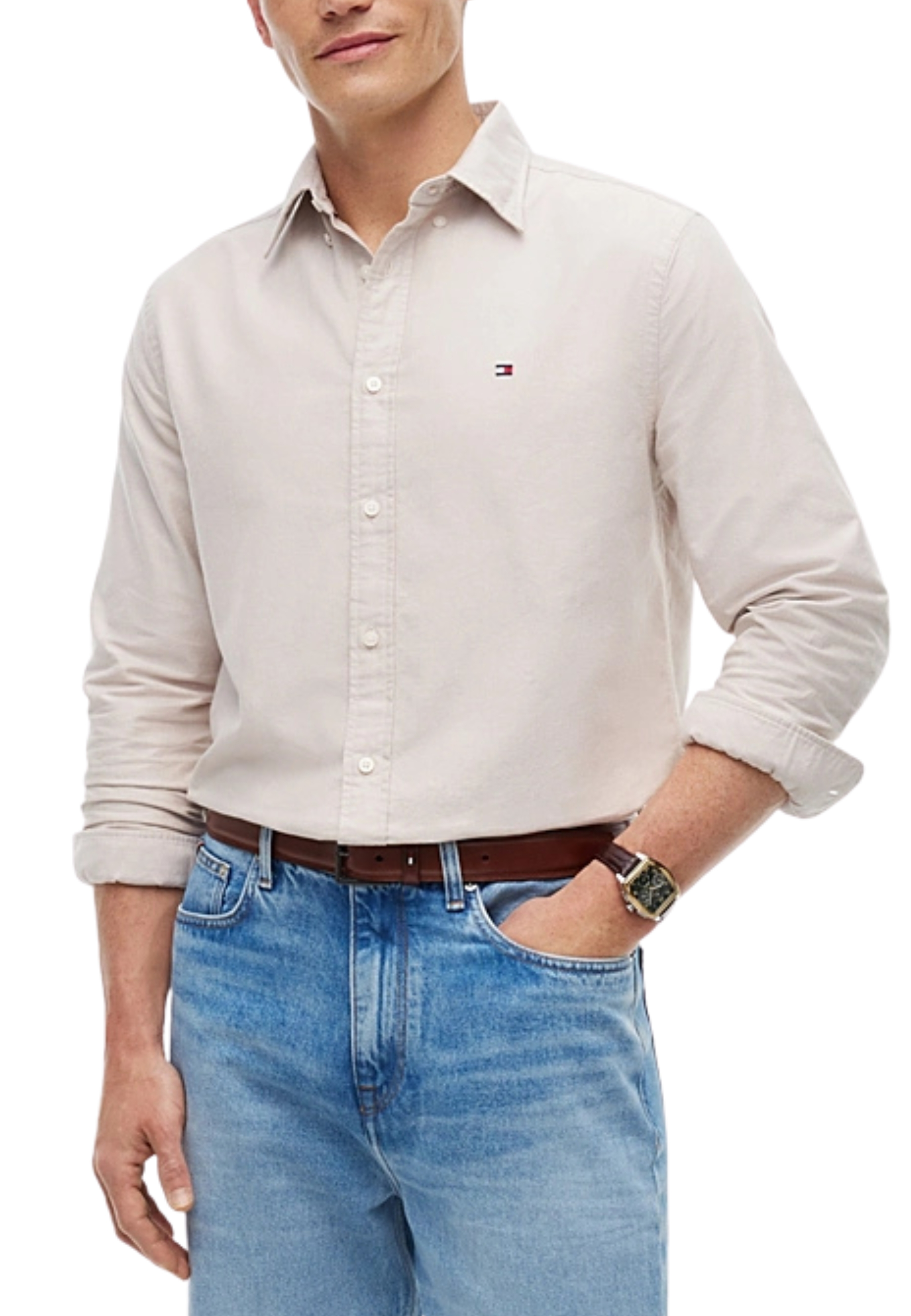 CAMICIA CASUAL BUTTON DOWN UOMO BEIGE