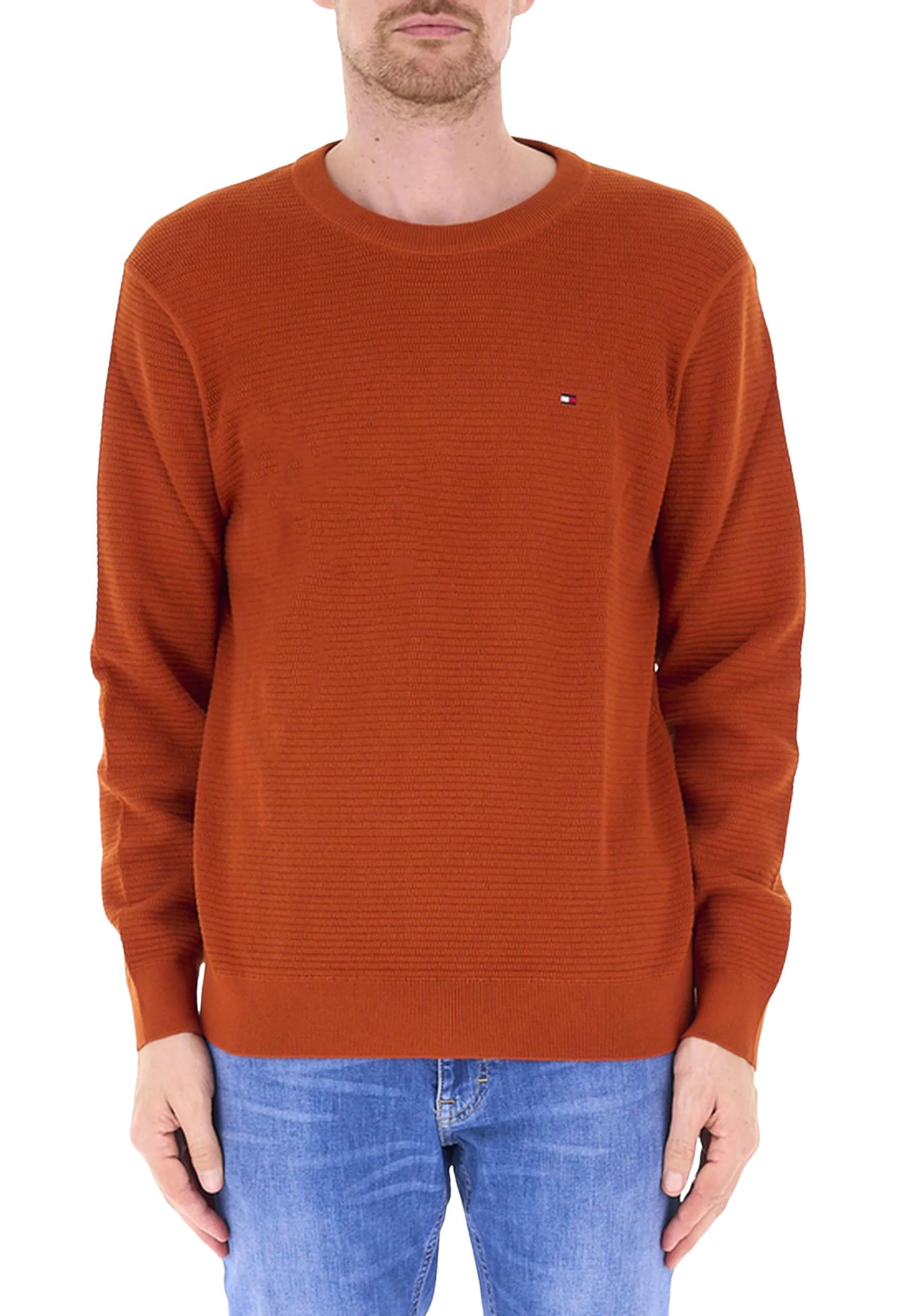 MAGLIA GIROCOLLO LAVORATA CON LOGO UOMO ARANCIONE